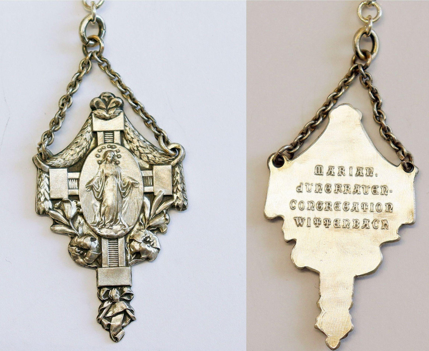 Antique Catholic Rosary Amethyst and Sterling Early 20th Cent- Marian Congregation XX Rarity