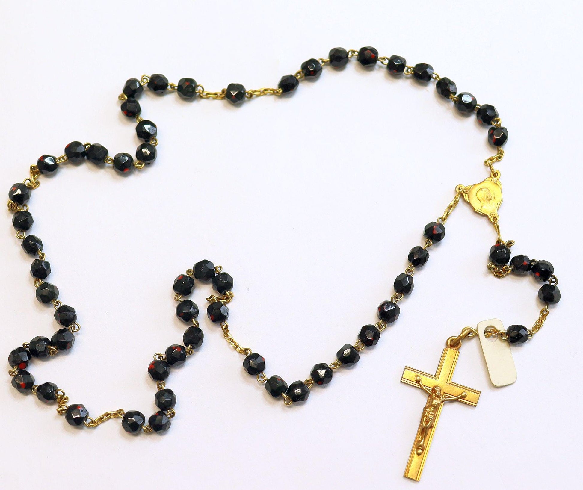 Catholic Vintage Rosary New Old Stock Bloodstone & Gold Plated Exquisite Series N0.2