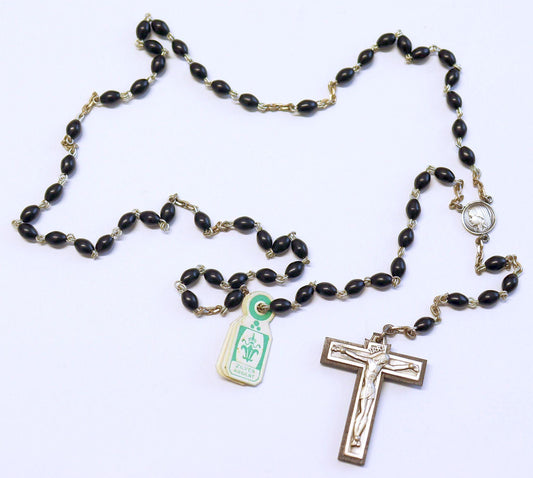 Catholic Vintage Rosary New Old Stock Coco Wood Sterling Silver Exquisite Series No 6
