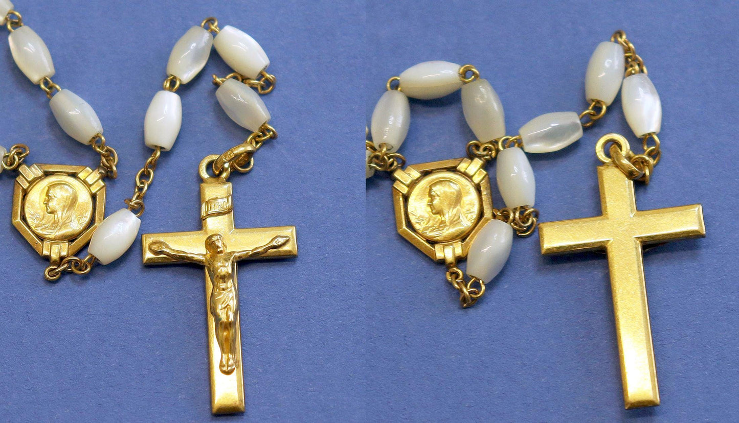 Catholic Vintage Rosary New Old Stock M.O.P. & Gold Plated Exquisite Series No 33