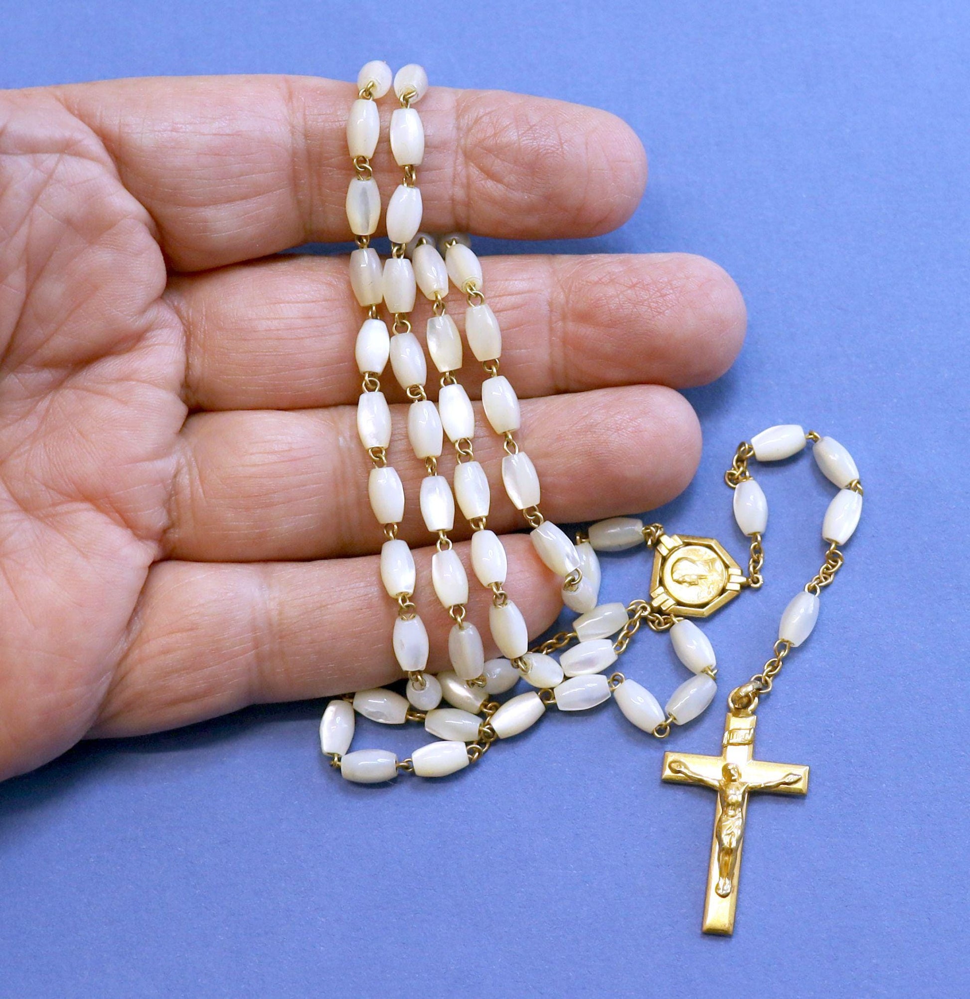 Catholic Vintage Rosary New Old Stock M.O.P. & Gold Plated Exquisite Series No 33