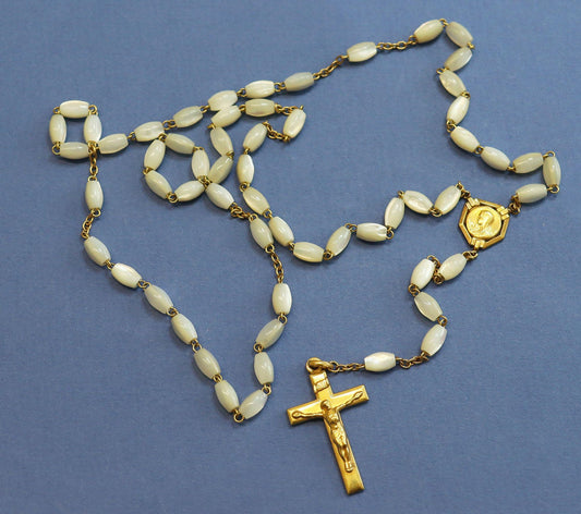 Catholic Vintage Rosary New Old Stock M.O.P. & Gold Plated Exquisite Series No 33