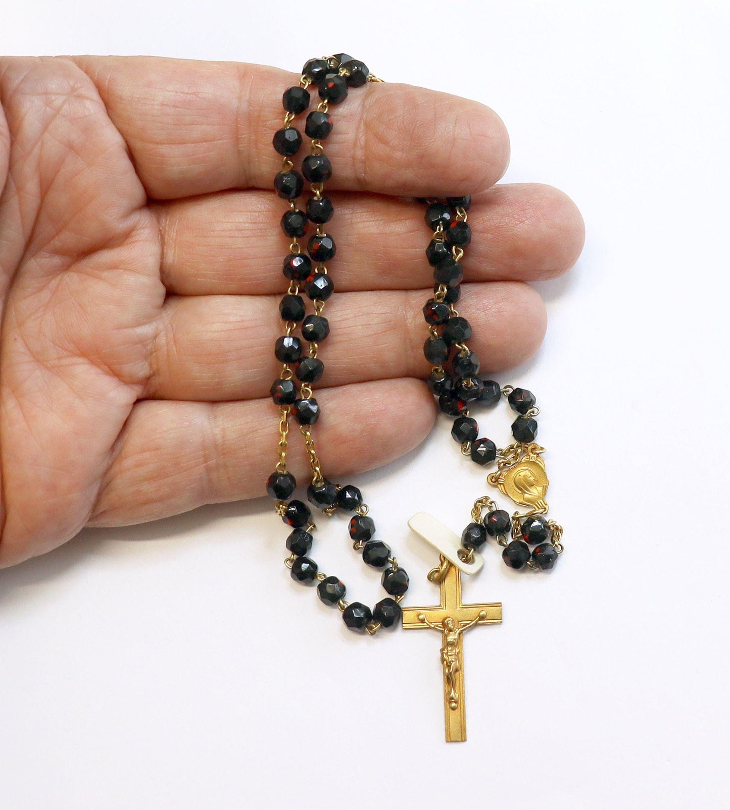 Catholic Vintage Rosary New Old Stock Goldstone & Gold Plated Exquisite Series N0.2