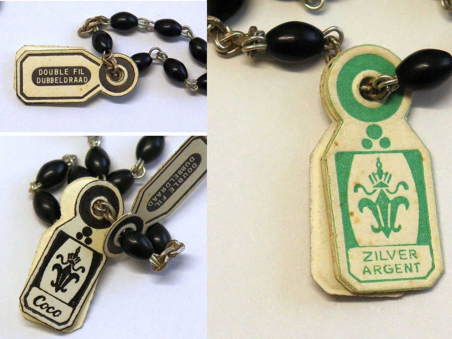 Catholic Vintage Rosary New Old Stock Coco Wood Sterling Silver Exquisite Series No 6