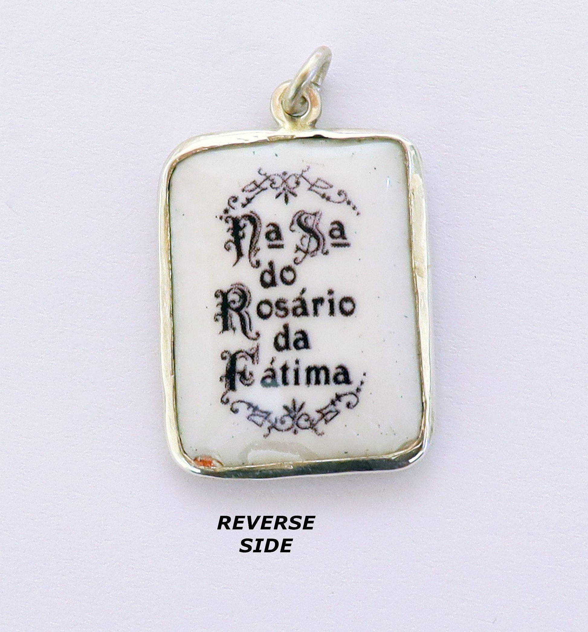 Fatima Apparition Medal Fine Enameled Serigraphy w Sterling Frame - 1930's