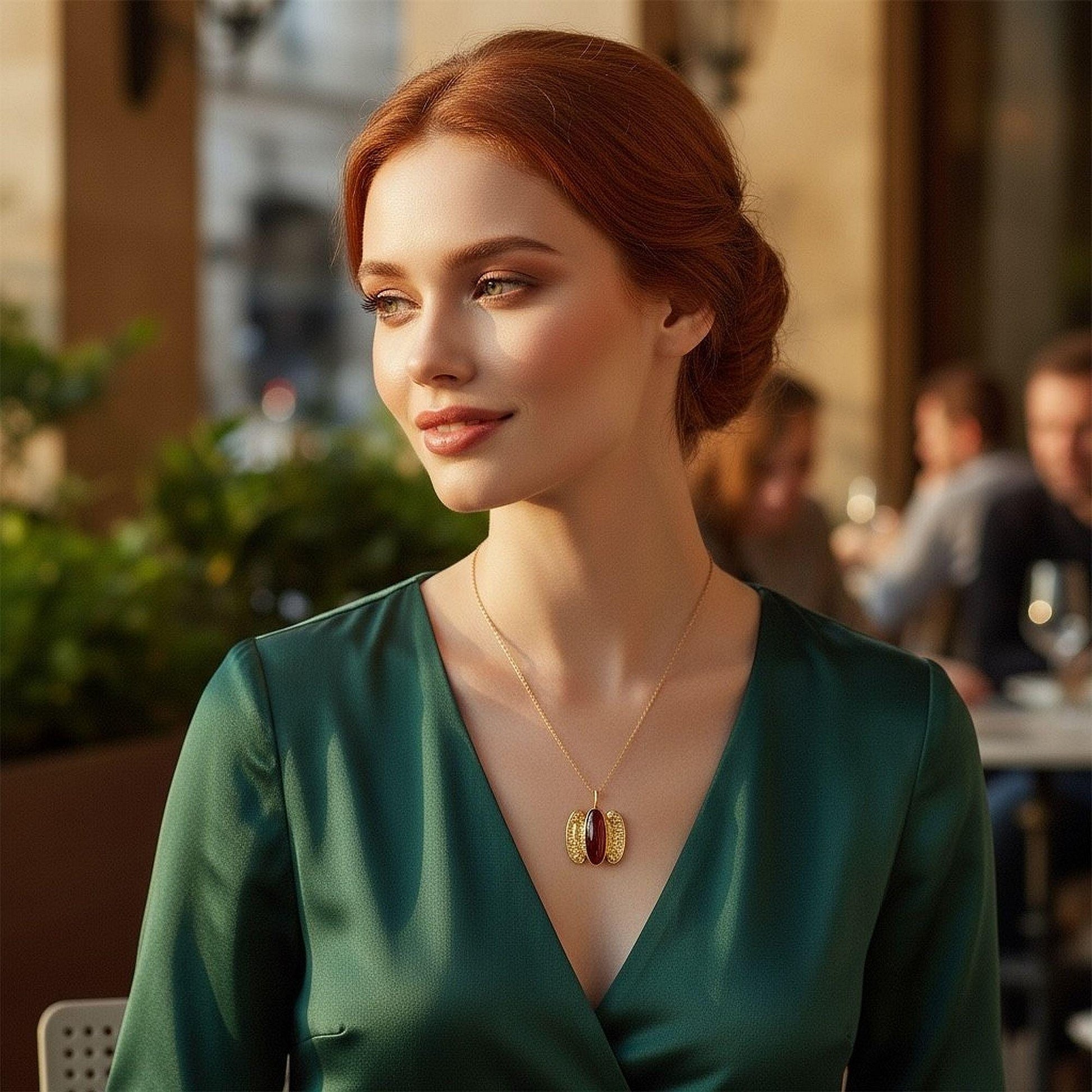 Isle of Crete Earrings and Pendant Gold and Carnelian by The Swan Collection