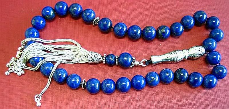 Luxury Prayer Beads Tesbih AA Grade Lapis & Sterling Silver -Top quality - Collector's