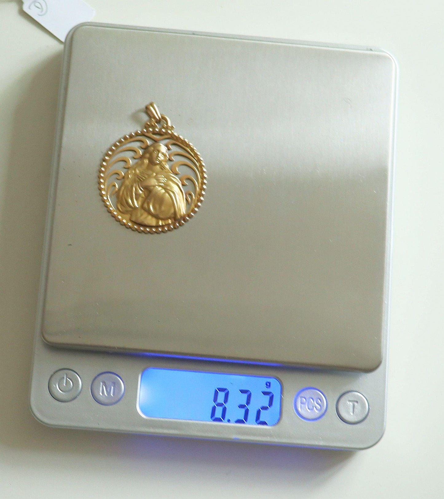 18K Solid Gold Virgin Mary Medal, Open Work, High Relief Mater Dolorosa - 1950's - Unique