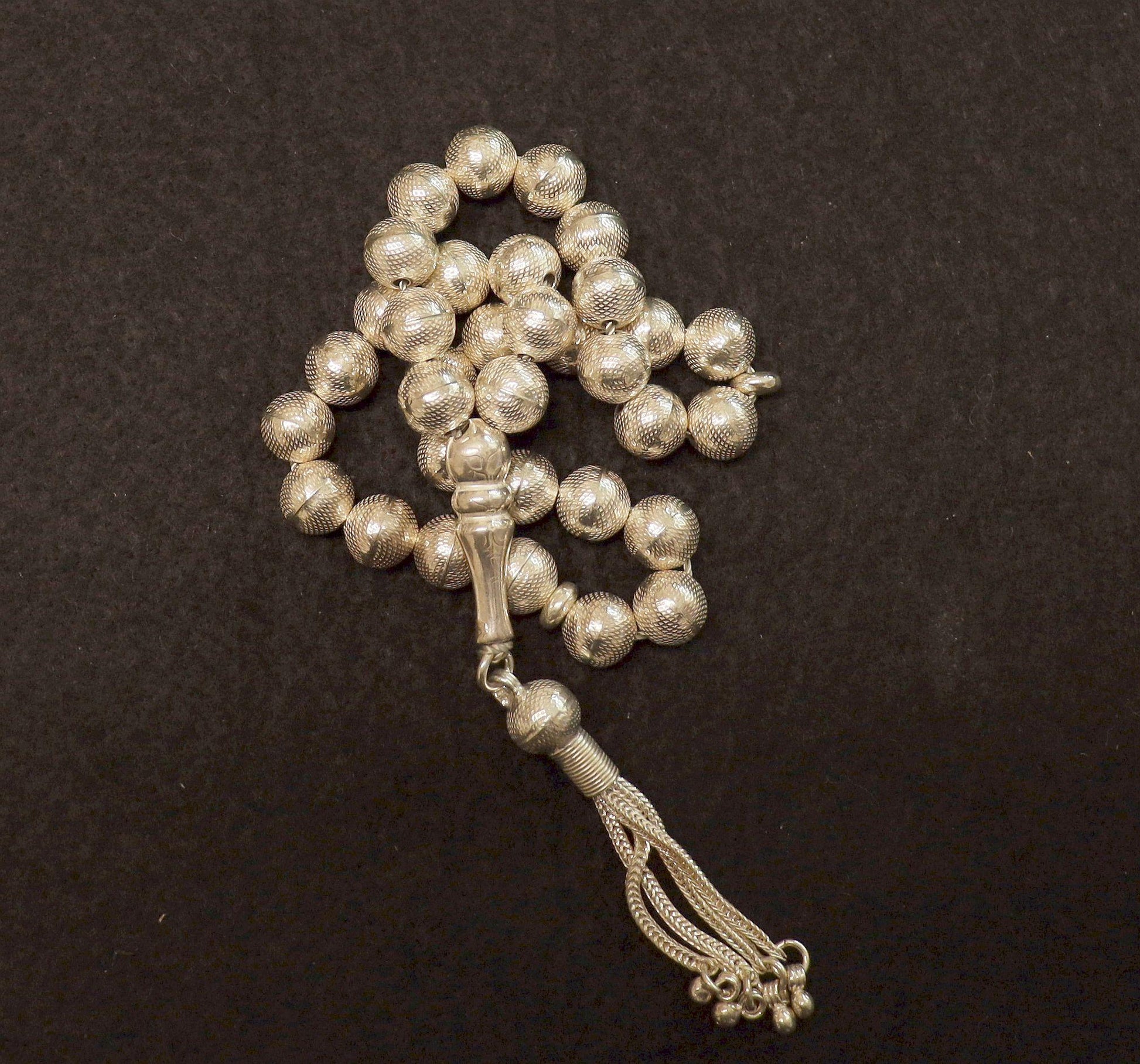 Prayer Beads Rosary ALL Sterling Silver Tesbih -33 beads