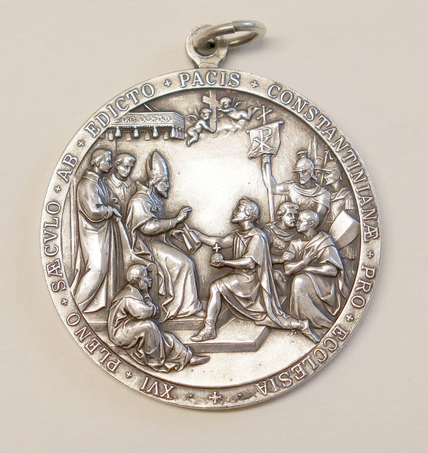 Pius X Silver Medal – St Helena Constantine Commemoration 1600th Edict of Milan, Exceptional, Large, Heavy, Mint Condition, Collector's
