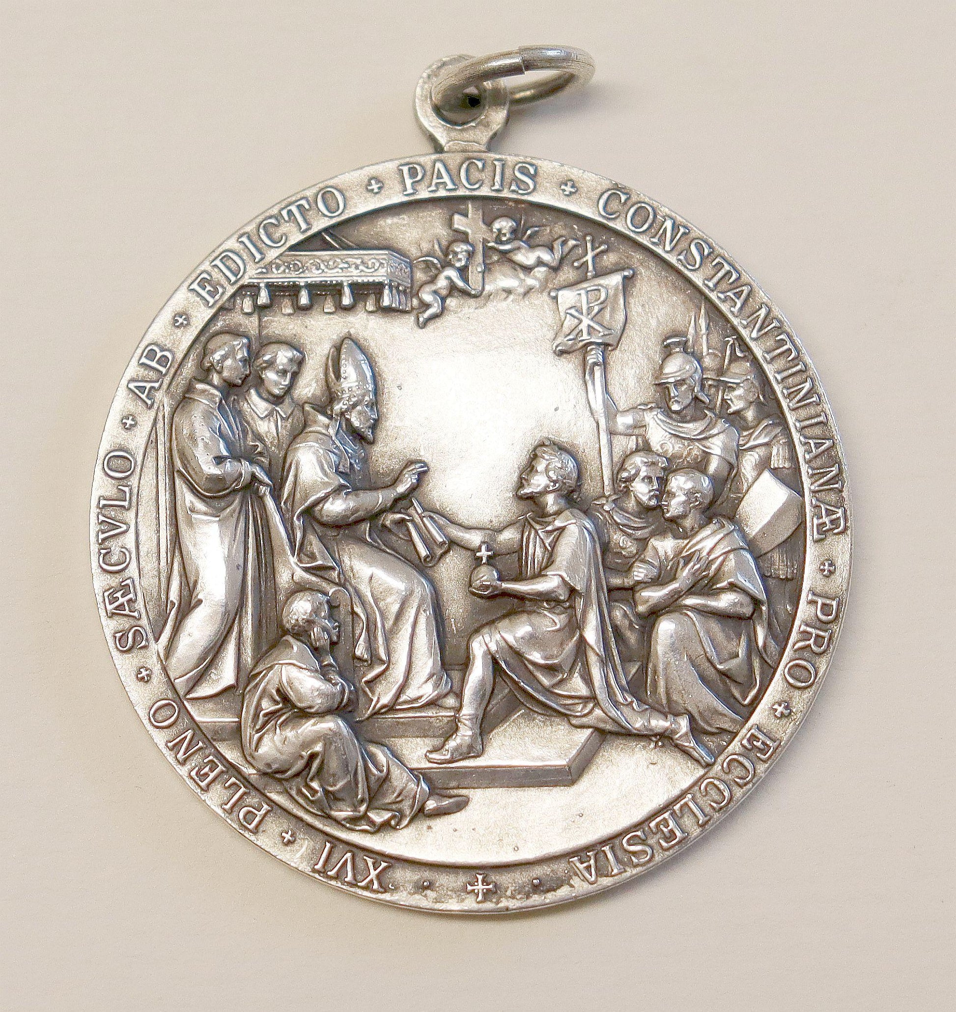 Pius X Silver Medal – St Helena Constantine Commemoration 1600th Edict of Milan, Exceptional, Large, Heavy, Mint Condition, Collector's