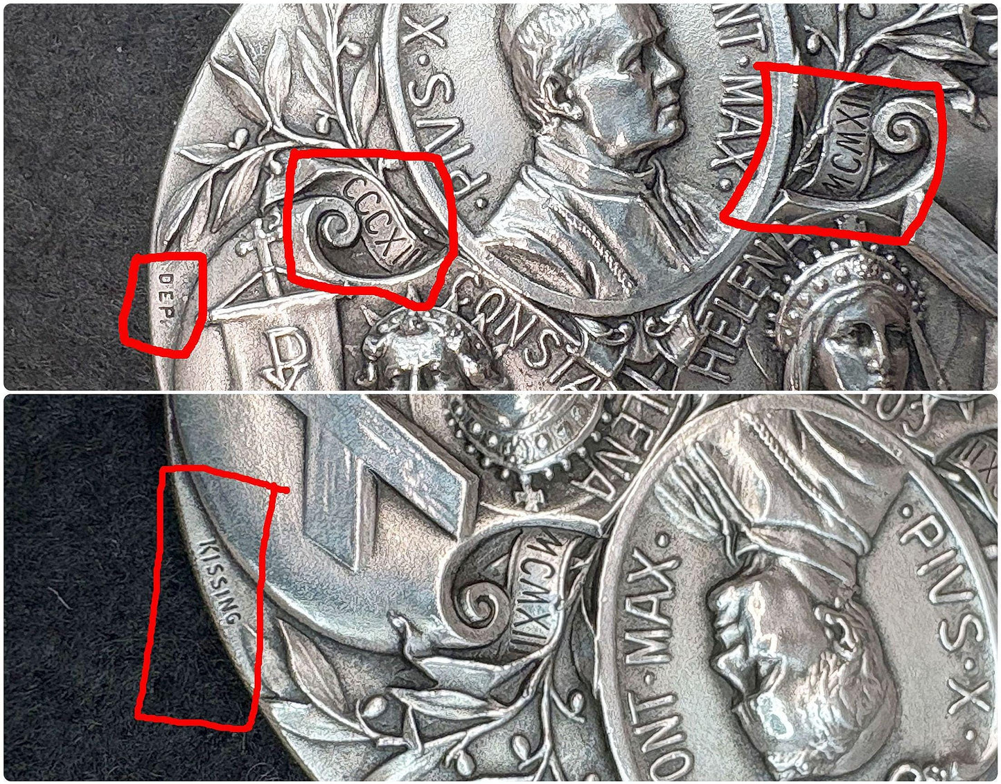 Pius X Silver Medal – St Helena Constantine Commemoration 1600th Edict of Milan, Exceptional, Large, Heavy, Mint Condition, Collector's