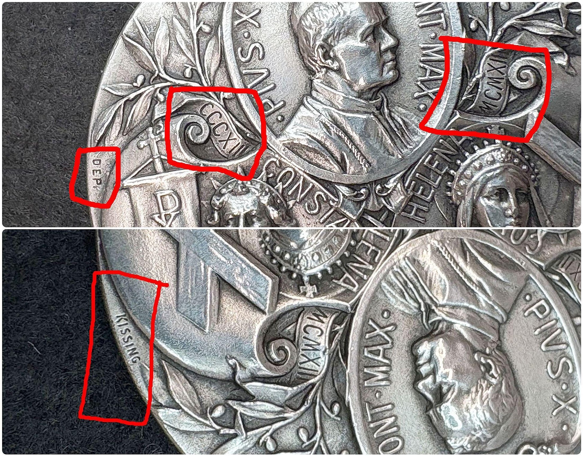Pius X Silver Medal – St Helena Constantine Commemoration 1600th Edict of Milan, Exceptional, Large, Heavy, Mint Condition, Collector's