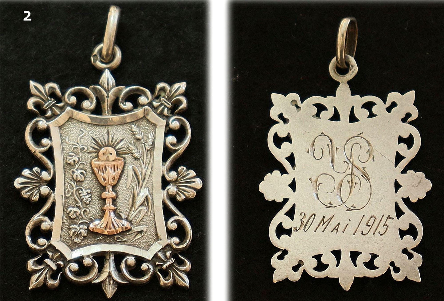 Gold and Silver Antique First Communion Medals Art Nouveau, Pristine, All 100+ years old, Very Rare