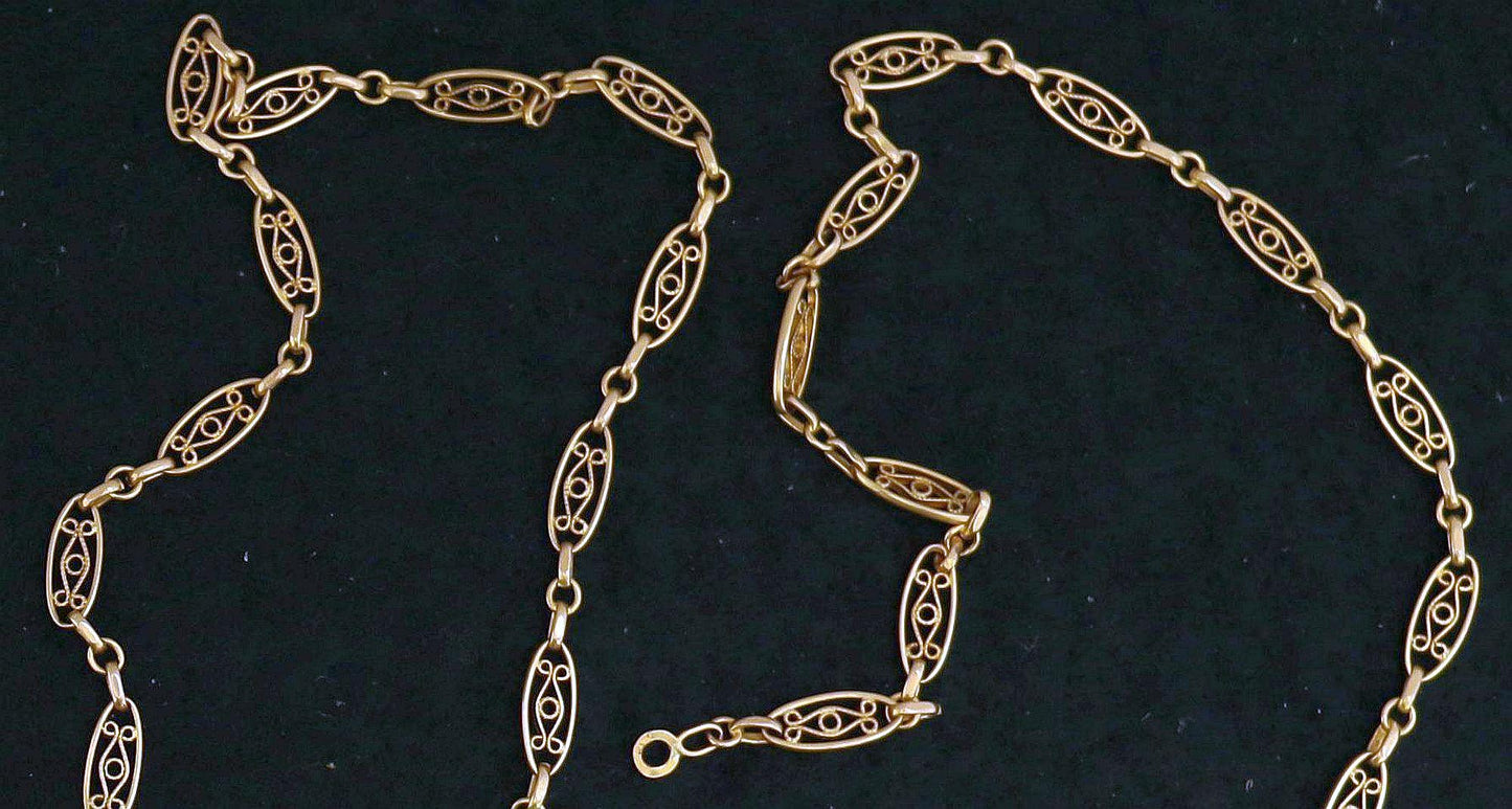 Antique Joan of Arc Necklace, 1930s French FIX Gold Filled, Art Deco Filigree Links, Sainte Jeanne d'Arc Devotional Religious Jewelry