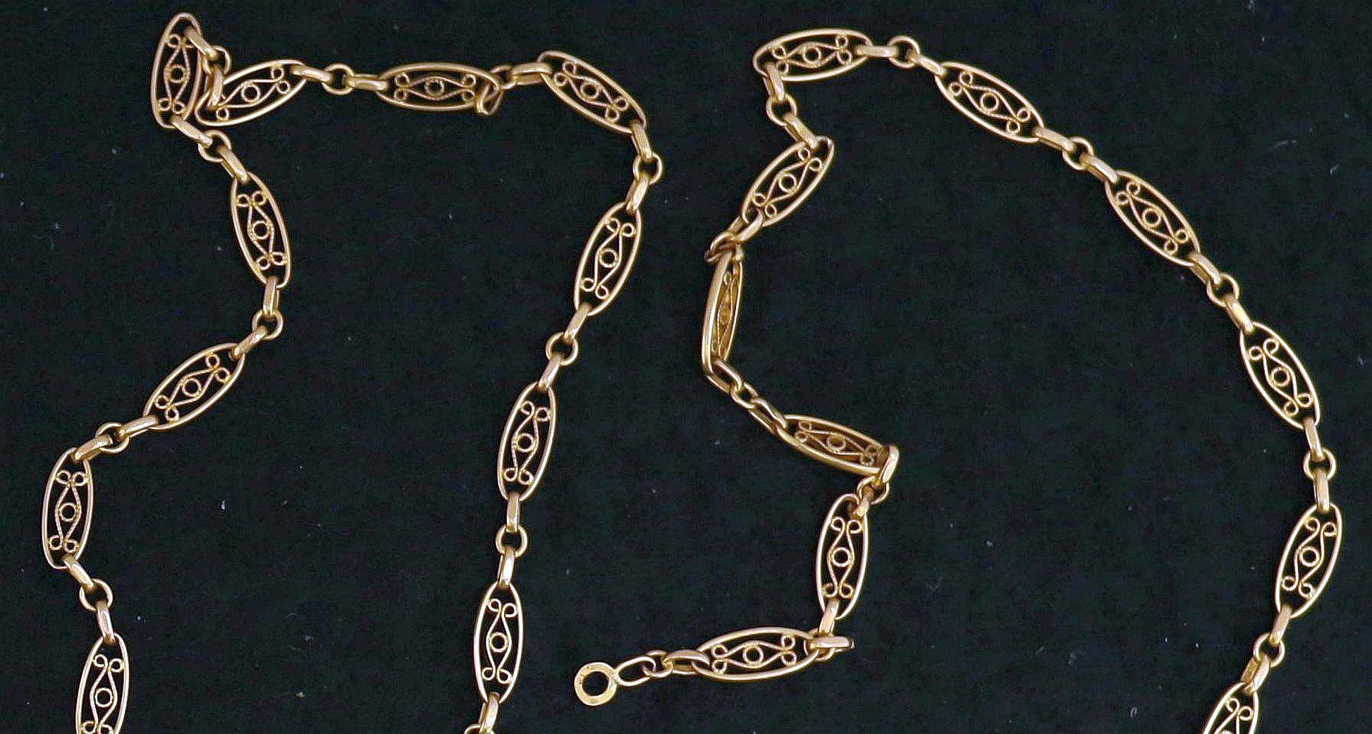 Antique Joan of Arc Necklace, 1930s French FIX Gold Filled, Art Deco Filigree Links, Sainte Jeanne d'Arc Devotional Religious Jewelry