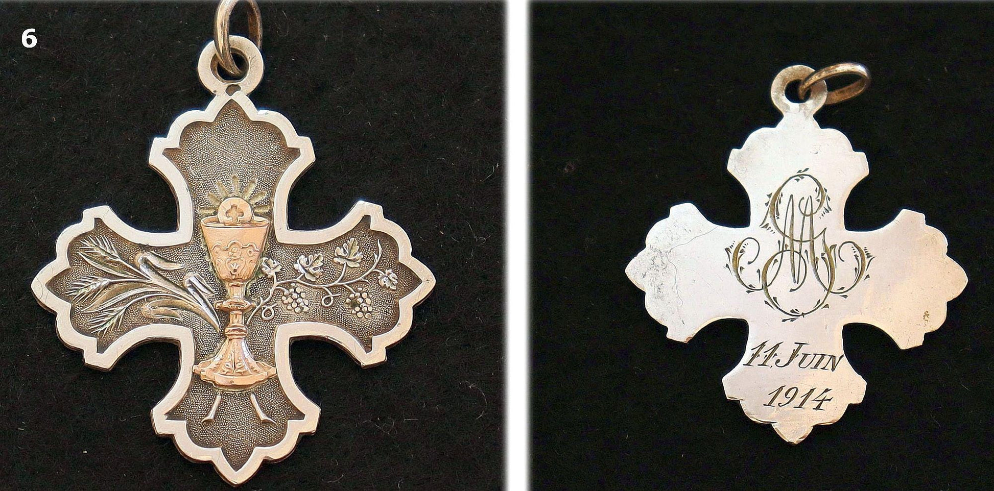 Gold and Silver Antique First Communion Medals Art Nouveau, Pristine, All 100+ years old, Very Rare