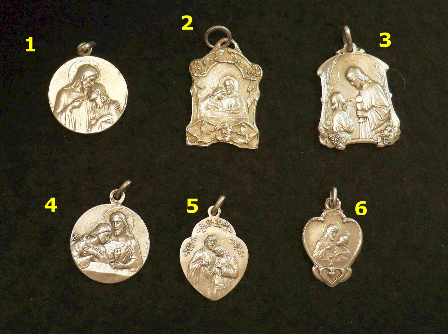 Sterling Silver First Communion Medals Art Nouveau, Pristine, Antiques : Christ with First Communicant model, Rare
