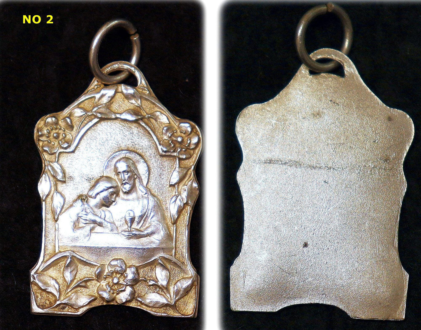 Sterling Silver First Communion Medals Art Nouveau, Pristine, Antiques : Christ with First Communicant model, Rare