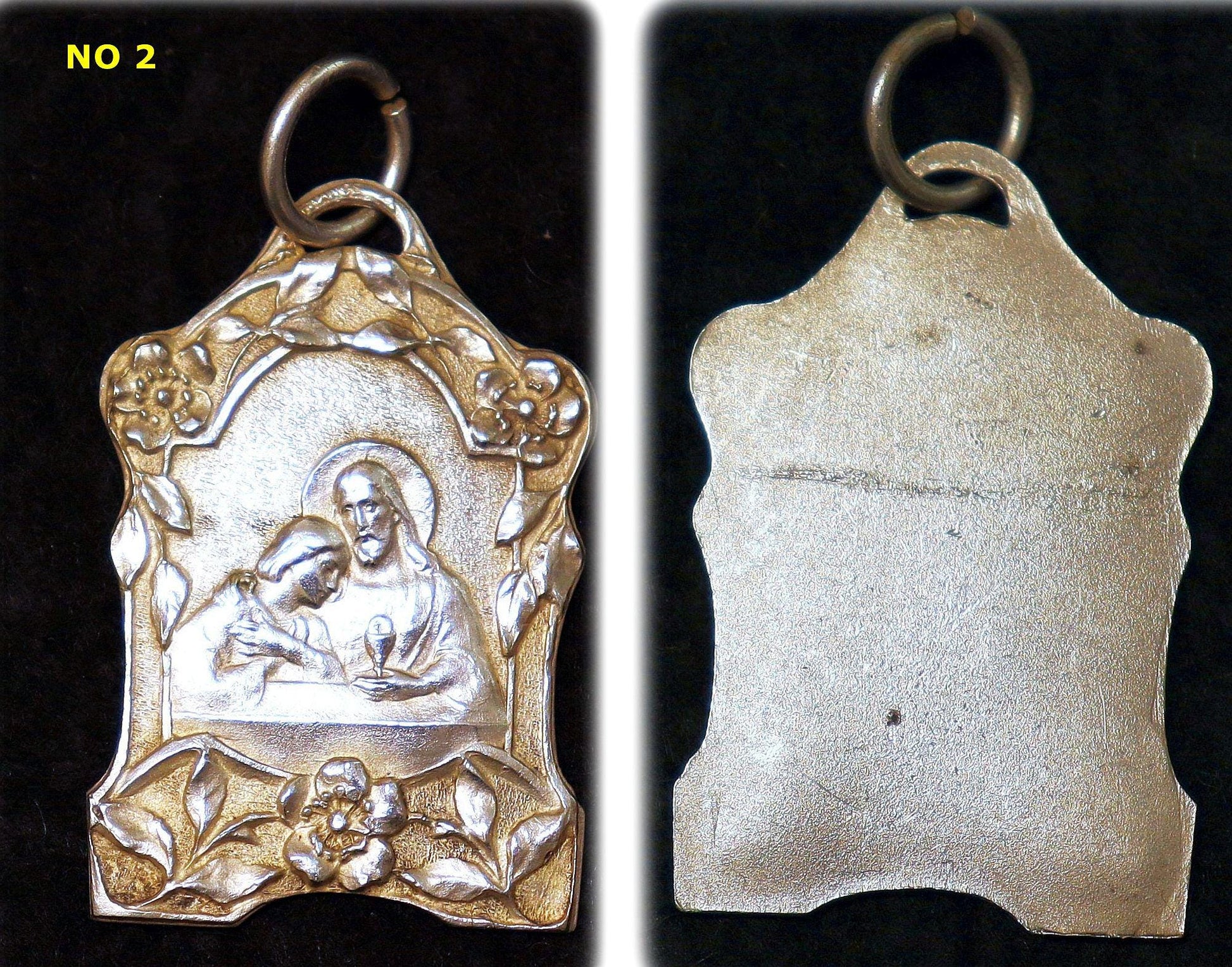 Sterling Silver First Communion Medals Art Nouveau, Pristine, Antiques : Christ with First Communicant model, Rare