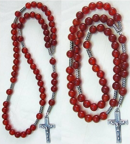 Catholic Rosary Prayer Beads Carnelian & Sterling