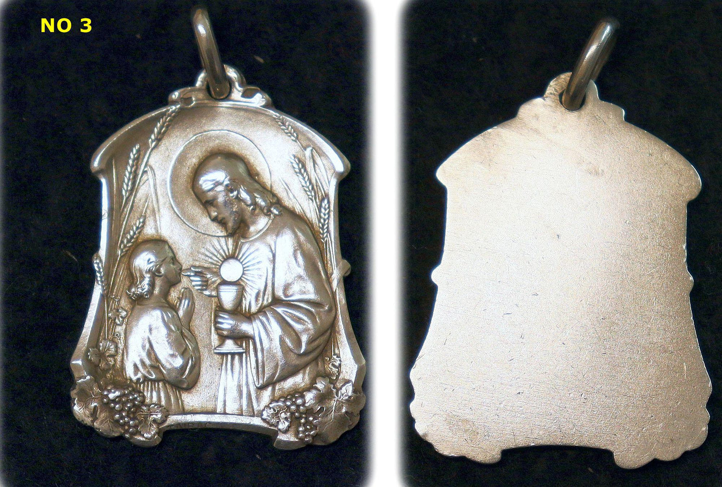 Sterling Silver First Communion Medals Art Nouveau, Pristine, Antiques : Christ with First Communicant model, Rare