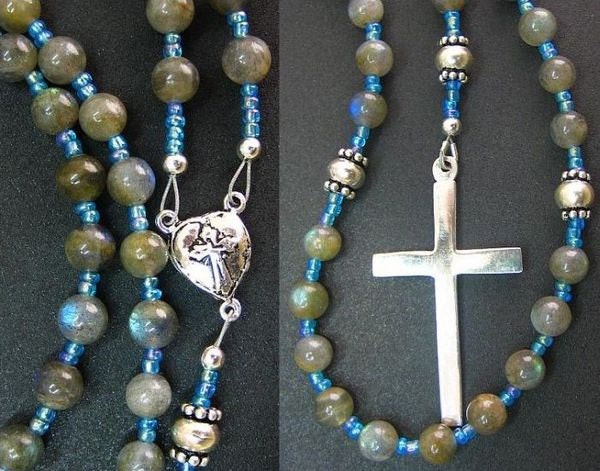 Catholic Rosary Labradorite and Sterling Silver