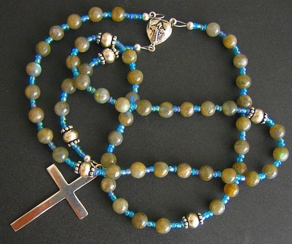 Catholic Rosary Labradorite and Sterling Silver