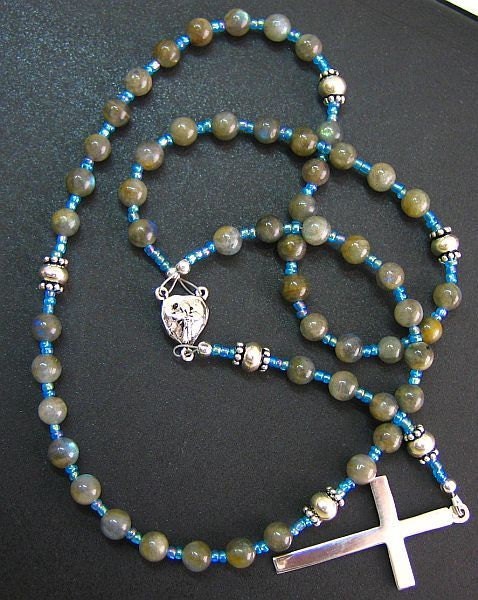 Catholic Rosary Labradorite and Sterling Silver