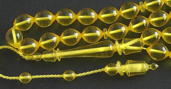 Prayer Beads Tesbih Golden Turkish Amber Catalin - SUFI CARVING - COLLECTOR'S