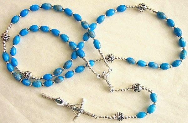 Catholic First Communion Rosary Prayer Beads Arizona Turquoise & Sterling Silver