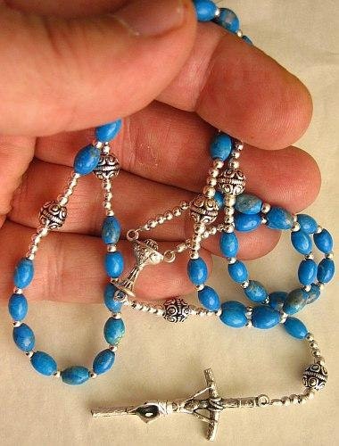 Catholic First Communion Rosary Prayer Beads Arizona Turquoise & Sterling Silver