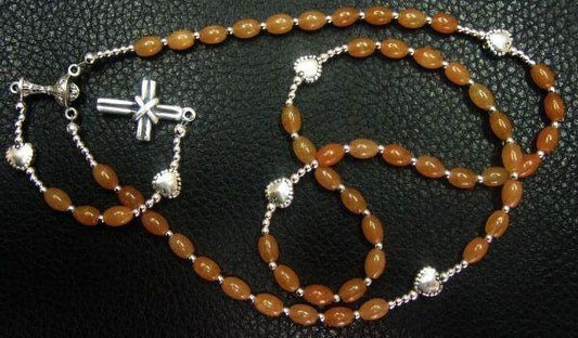 Catholic Rosary Prayer Beads Red Aventurine & Sterling Silver