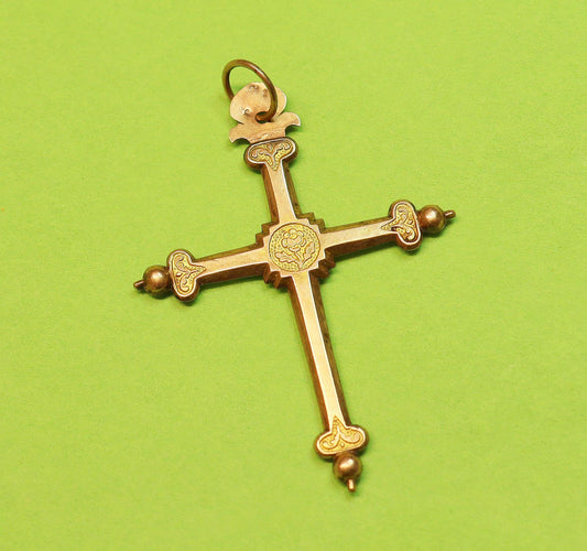 Museum Quality 18th Cent. 18K Gold "Croix Jeannette" - Large Regional Pectoral Cross, Paris Revolution Period with Historical Hallmarks