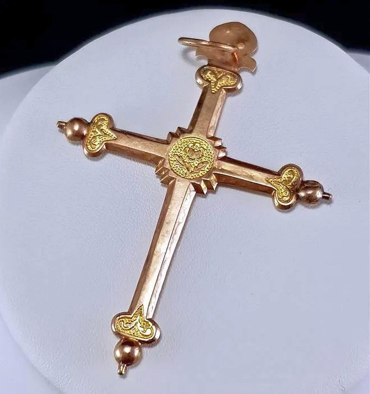 Museum Quality 18th Cent. 18K Gold "Croix Jeannette" - Large Regional Pectoral Cross, Paris Revolution Period with Historical Hallmarks