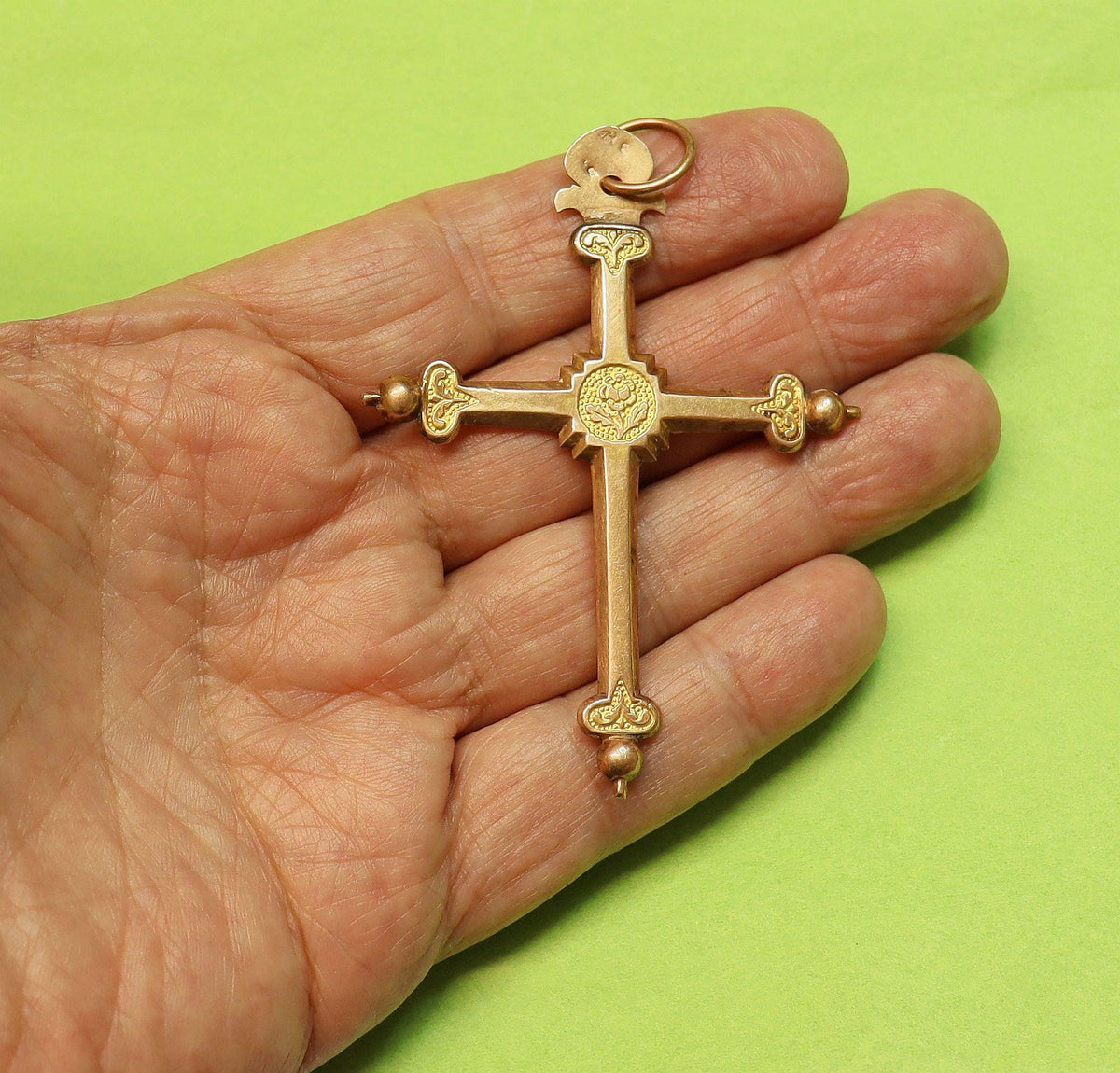 Museum Quality 18th Cent. 18K Gold "Croix Jeannette" - Large Regional Pectoral Cross, Paris Revolution Period with Historical Hallmarks