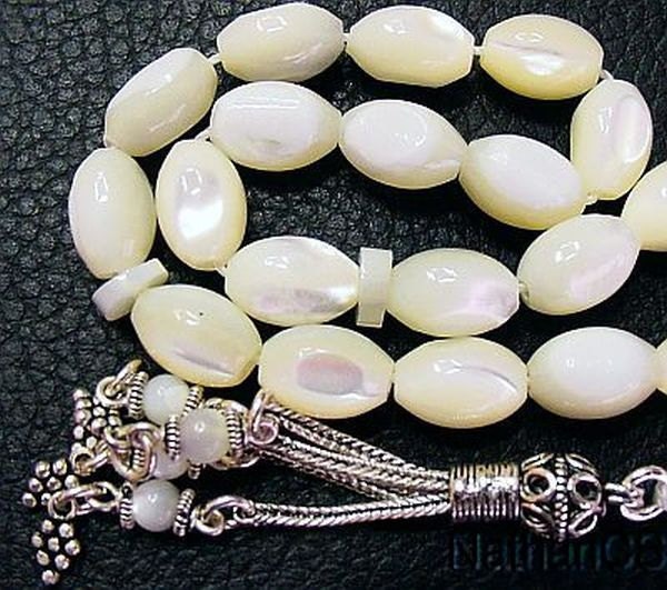 Prayer Beads Tesbih Rosary Gebetskette Mother of Pearl & Sterling Silver