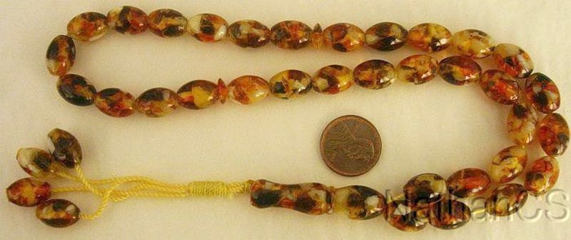 Prayer Beads Tesbih Gebetskette Real Cognac Amber + Mother of Pearl Fantastic New Material