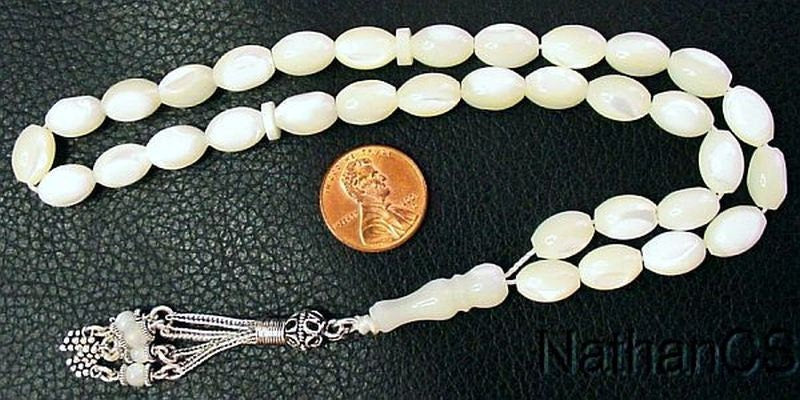 Prayer Beads Tesbih Rosary Gebetskette Mother of Pearl & Sterling Silver