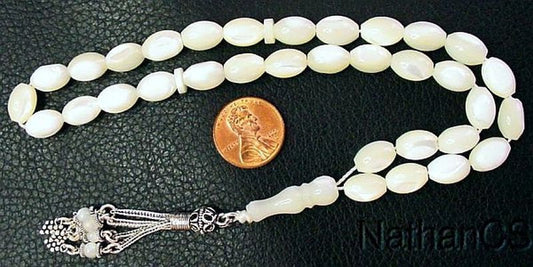 Prayer Beads Tesbih Rosary Gebetskette Mother of Pearl & Sterling Silver