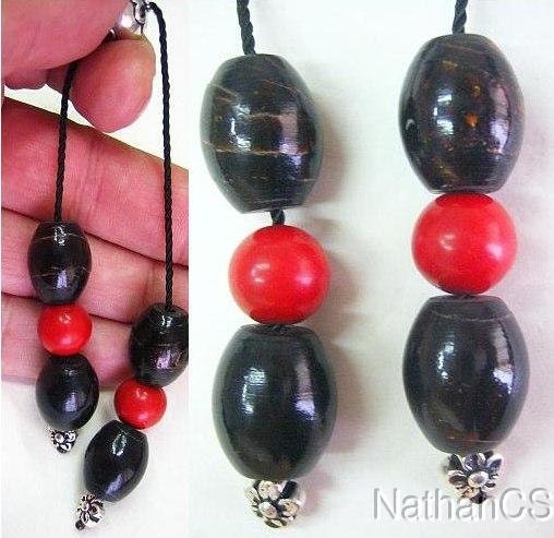 Begleri Mini Konmboloi Red and Black Coral ( Yussuri) and Sterling Silver - Exclusive Design