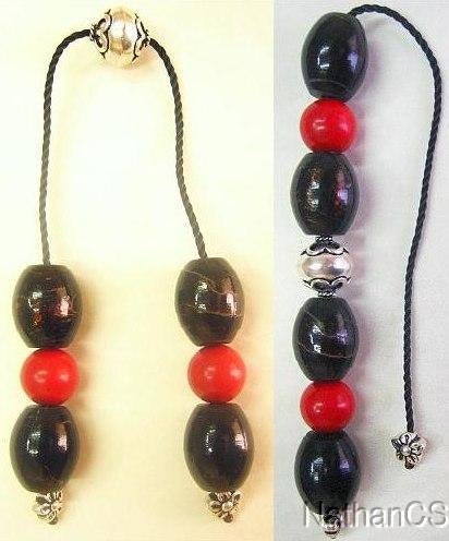 Begleri Mini Konmboloi Red and Black Coral ( Yussuri) and Sterling Silver - Exclusive Design